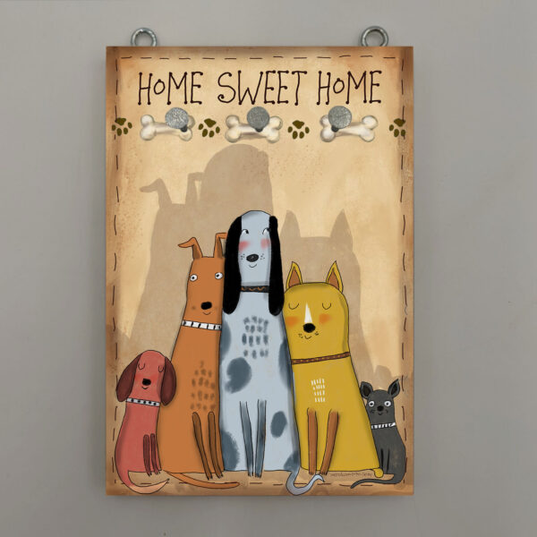 σκύλος - Χεροκαμωτο - ομπρα - κλειδοθηκες - HOME SWEET HOME dog - Κλειδοθήκη